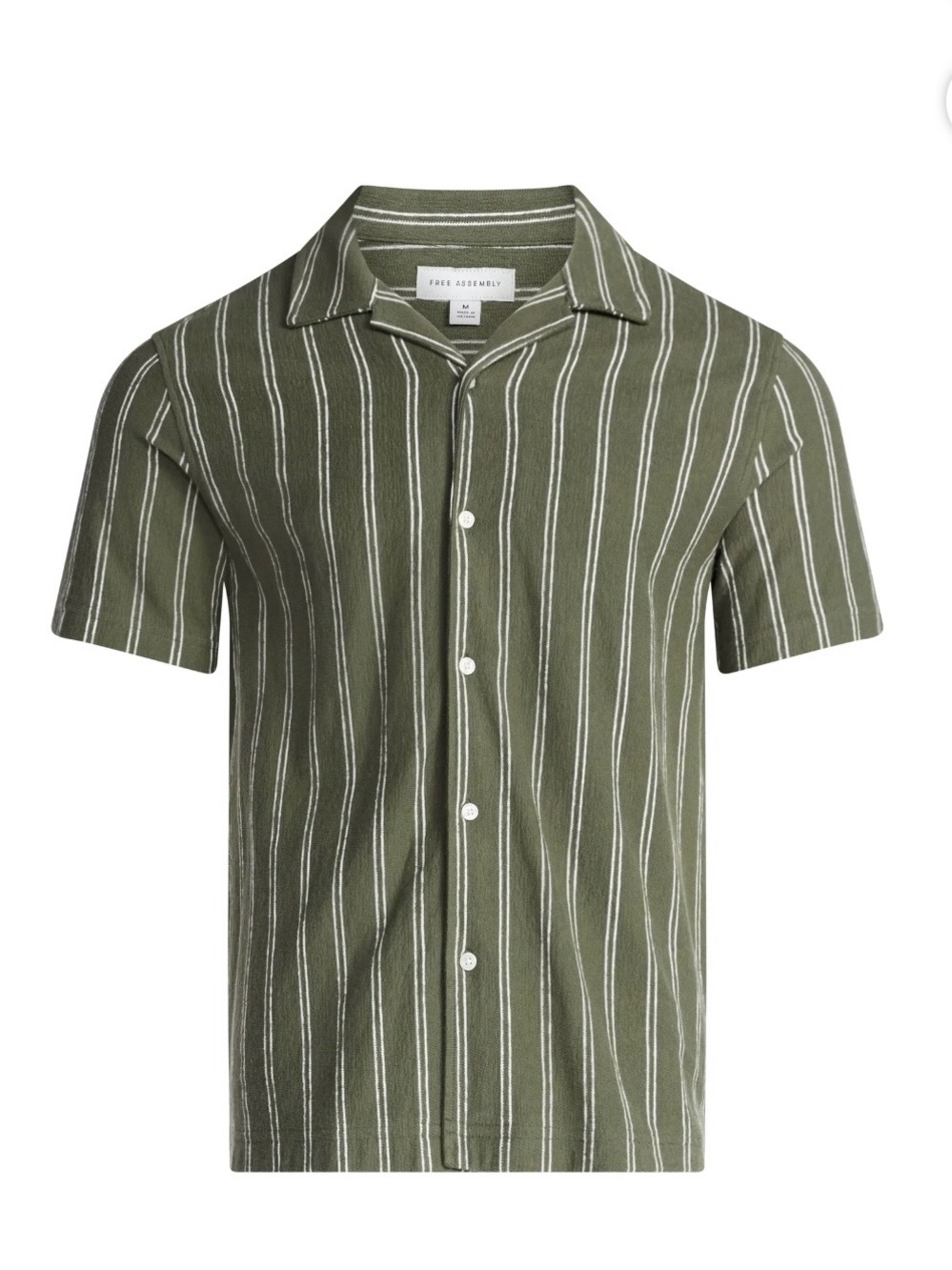 Free Assembly Men's Textured Cotton Camp Shirt with Short Sleeves, S